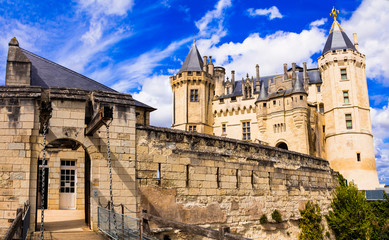 Fototapeta na wymiar Beautiful castles of Loire valley - impressive medieval Saumur. France