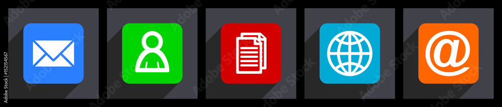 Aufkleber internet vector flat icon set on black background.