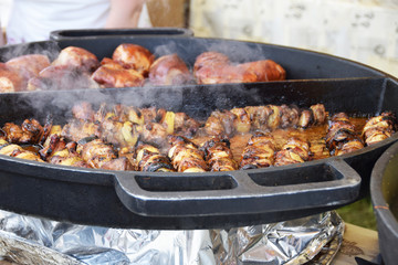 Cooking food for people at a festival