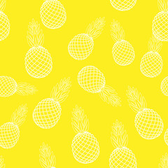 Pineapple tropical fruit.Health seamless backgroundl. Plant silhouette.The food background for your design. Fruits, healthy snack, summer. Textile, blog decoration, banner, poster, wrapping paper.
