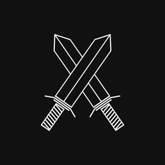 Fototapeta premium Crossed swords. Vector linear icon