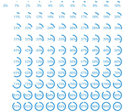 Set Of Circle Percentage Diagrams For Infographics. Vector Illustration.