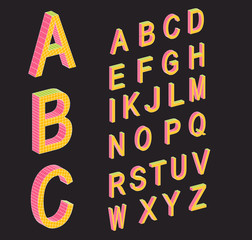 Colored isometric 3d font.