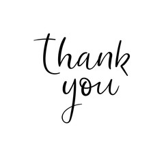 Thank you hand drawn greeting card. Vector. Modern brush calligraphy.