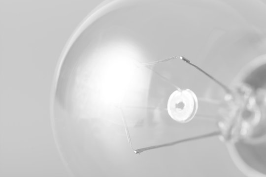 Spiral filament light bulb filament close-up
