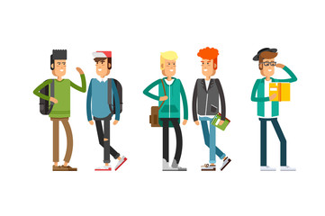 Flat illustratuion set of students