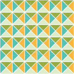 Vector Geometric Seamless Pattern. Repeating Abstract Background with Grunge Texture. Vintage Bright Graphic Ornament with Triangle Shapes