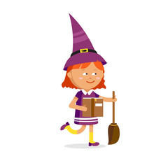 Little witch, cute cartoon girl