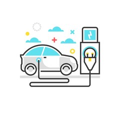 Color box icon, electric car illustration, icon