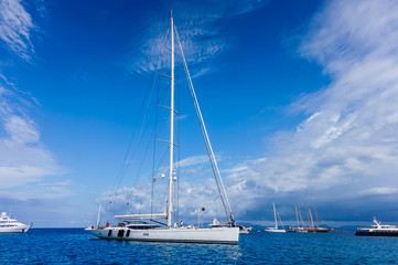 Salperton Giant sailboat in blue sea and sky