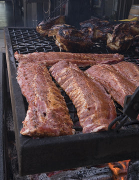 Barbecuing Ribs and Chicken