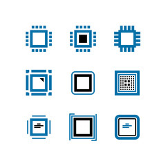 CPU and computer chips vector icons. Processor logo