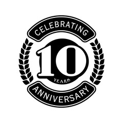 10 years anniversary design template. Vector and illustration. Anniversary logo.
