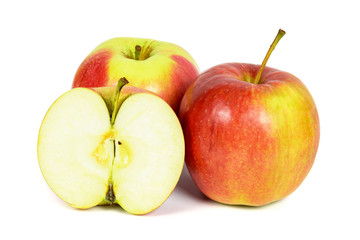 Red apples on white background