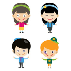 Girl portrait fun happy boy young expression cute teenager cartoon character little kid vector illustration.