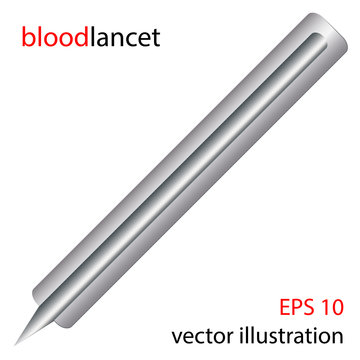 Bloodlancet. One-time steel medical tool for puncturing a finger. Blood test. Vector.