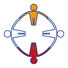 people emblem icon over white background. colorful design. vector illustration