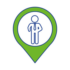 location pin with pictogram businessman icon over white background. vector illustration