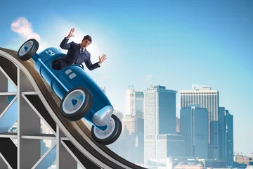 Foto op Plexiglas Businessman driving sports car on roller coaster © Elnur