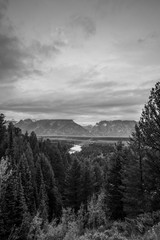 Sunrise on a cloudy day in Grand Teton National Park.