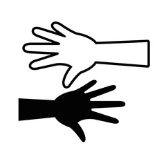 hands icon over white background. black and white design. vector illustration
