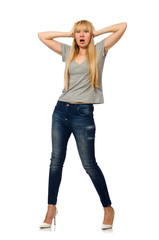 Nice woman model isolated on the white background