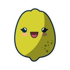 kawaii lemon fruit icon over white background. colorful design. vector illustration