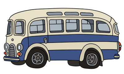 Fototapeta na wymiar Retro blue and white bus