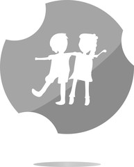 icon button with baby boy and girl inside, isolated on white