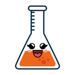 Kawaii chemical flask icon over white background. vector illustration