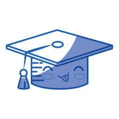 Kawaii graduation cap icon over white background. vector illustration