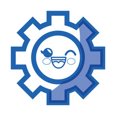 Kawaii gear wheel icon over white background. vector illustration