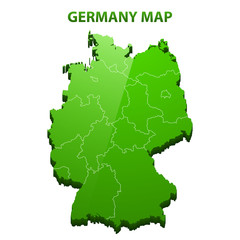 Highly detailed three dimensional map of Germany with regions border