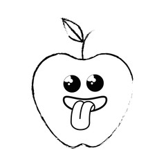 Kawaii apple fruit icon over white background. vector illustration