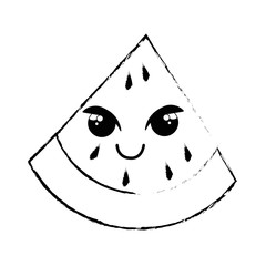 Kawaii watermelon fruit icon over white background. vector illustration