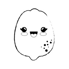 Kawaii lemon fruit icon over white background. vector illustration