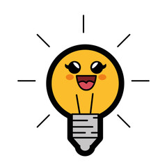 kawaii bulb icon over white background. colorful design. vector illustration