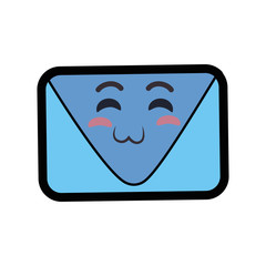 kawaii envelope icon over white background. colorful design. vector illustration