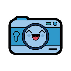 kawaii camera icon over white background. colorful design. vector illustration