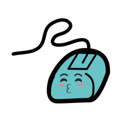 kawaii mouse device icon over white background. colorful design. vector illustration