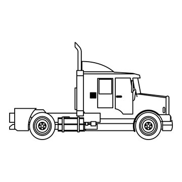 semi truck cab vehicle commerce outline vector illustration
