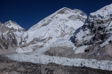 Landscape of Mount Everest with Khumbu Icefall in Himalaya, Nepal