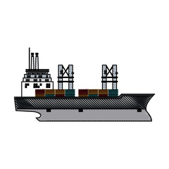 Obraz premium drawing ship container cargo delivery crane vector illustration