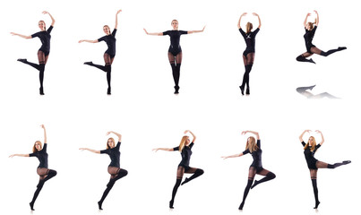 Fototapeta premium Woman dancing isolated on the white