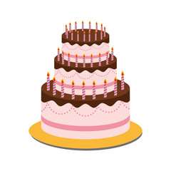birthday cake with candles icon over white background. colorful design. vector illustration