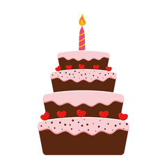 birthday cake with candles icon over white background. colorful design. vector illustration