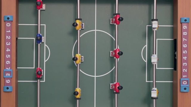 playing table football. top view