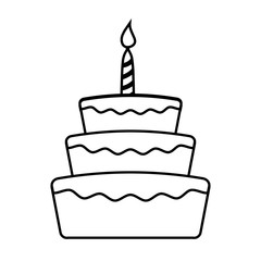 birthday cake with candles icon over white background. vector illustration