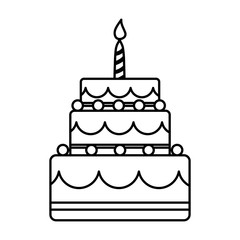 birthday cake with candles icon over white background. vector illustration