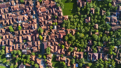 Fototapeta premium Aerial view of residential house with tree